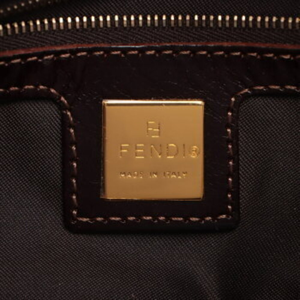Fendi Zucchino Glitter Mamma Bucket FF hardware leather handbag tote brown - Picture 8 of 14